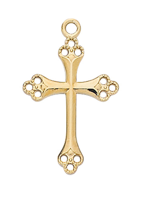 J9148  GOLD OVER STERLING CROSS 18" GOLD PLATED CHAIN
