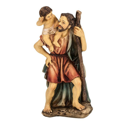 4"  Resin Hand Painted Statue of Saint Christopher
