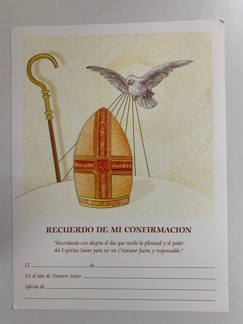 20092 Spanish Confirmation Certificates 100 PER No Envelopes