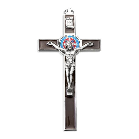 8" Saint Benedict Black Enameled Cross