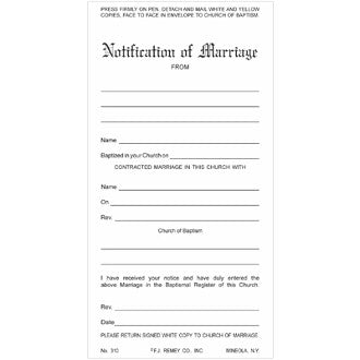 Marriage Notification - 3 Part Set -  - Patrick Baker & Sons