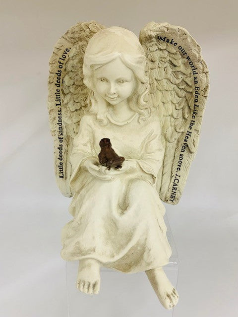 Shelf Angel Holding A Brown Bird