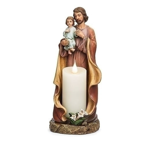 St. Joseph & Child Candleholder & Statue only candle not included