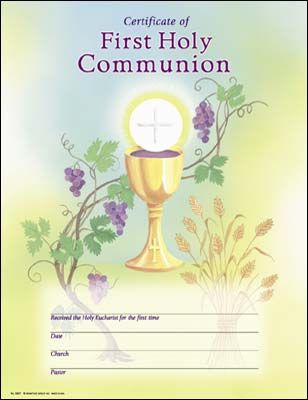 First Holy Communion - Sacraments - Certificate - BULLETIN - Patrick Baker & Sons
