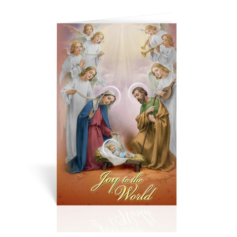 Holy Family in Manger with Seven Angels Christmas Card Box
