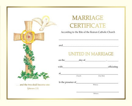 Spiritual Marriage Certificate - Certificates - Patrick Baker & Sons
