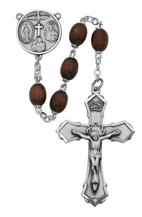 6X8MM BROWN WOOD OVAL ROSARY