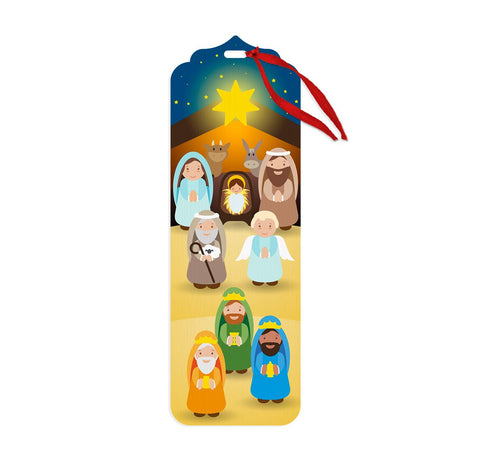 6" Nativity Scene Wooden Bookmark with Tassle
