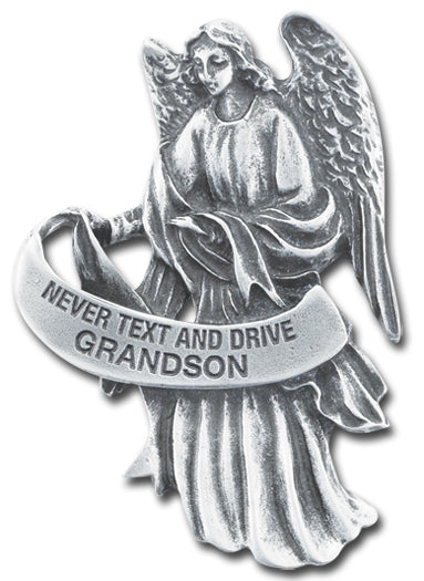 NEVER TEXT AND DRIVE GRANDSON GUARDIAN ANGEL VISOR CLIP