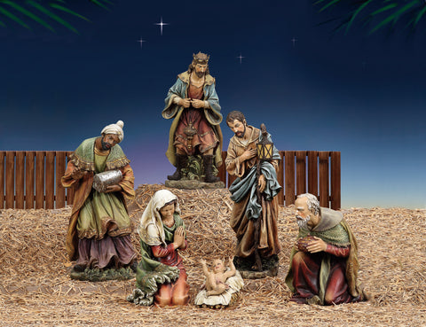 NATIVITY SET 39" SCALE HOLY FAMILY COLOR