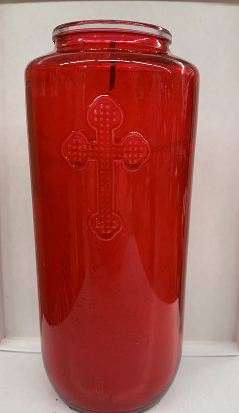 5g-RED  5 DAY GLASS CANDLE 12 PER CASE