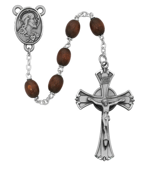 (600DF) 6X8MM BROWN WOOD ROSARY