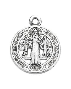 1057S  3/4" St. Benedict Jubilee Medal in Antiqued Silver Finish