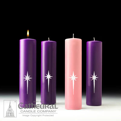 Star of Magi Advent Candles 1 1/2x16 3 Purple 1 Rose