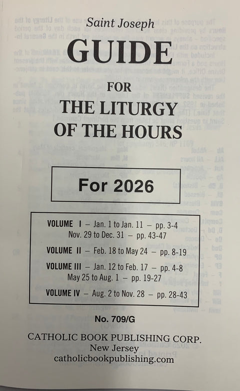 709/G  2026  Liturgy Of The Hours Guide  (Large Type)