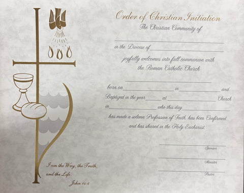 XB509/AB028   Order Of Christian Initiation Certificate
