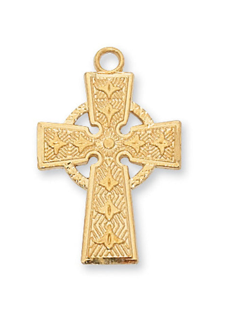 j8083 GOLD OVER STERLING SILVER CELTIC CROSS