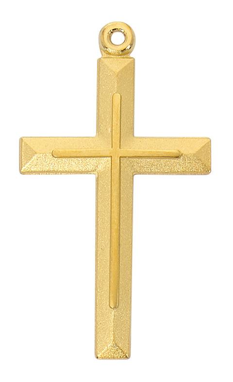 J9225   GOLD OVER STERLING CROSS WITH 24" CHAIN