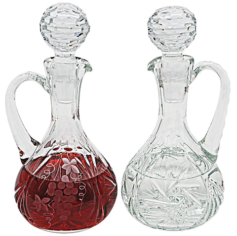 K950   Crystal Cruets. 8"H., 2-1/2"