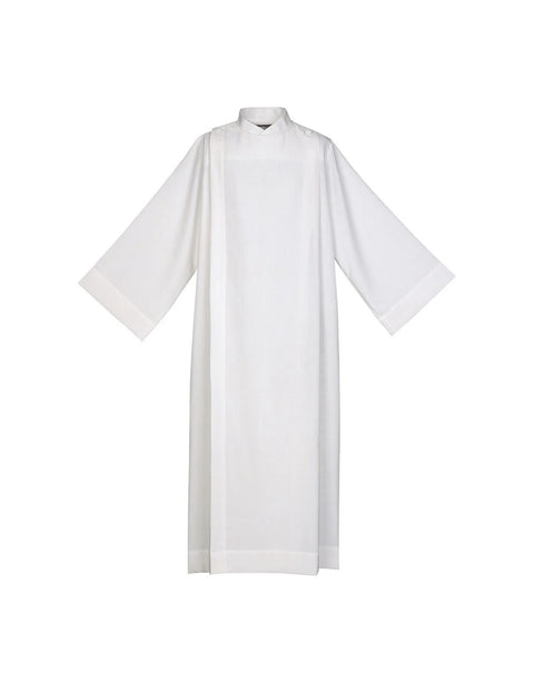 434  Front Wrap Alb, White 65% Polyester/35% Cotton Abbey Weave Velcro Only
