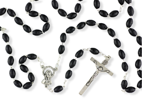 Black Plastic Linked Bead Rosary