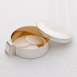 GL-215S  Low Gluten Host Ciborium - Satin Silver Outside/High Polish Gold Inside