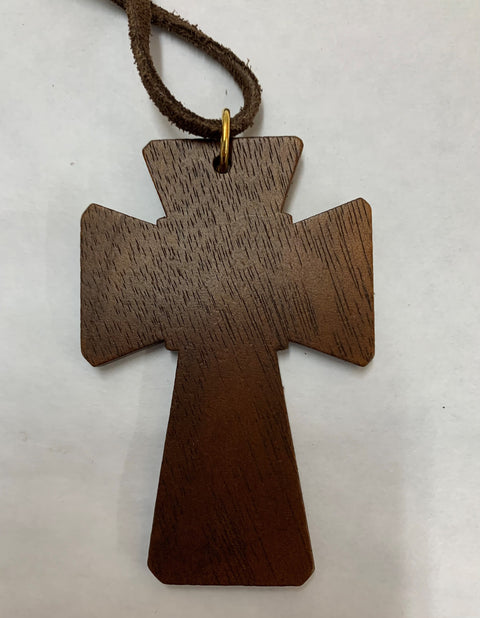 101  wood cross pendant