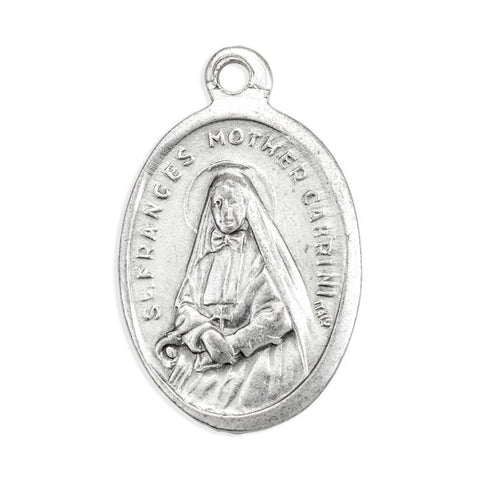 1" Oval Oxidized Mother Cabrini Medal