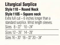 110 Abbey Brand Liturgical Surplice-Extra Full Cut