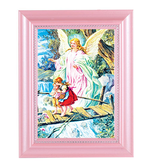 GUARDIAN ANGEL IN A PEARLIZED PINK FRAME