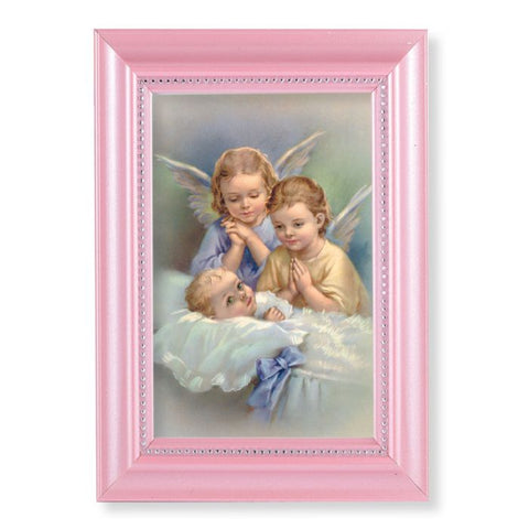 Guardian Angel Print in a Pink Frame