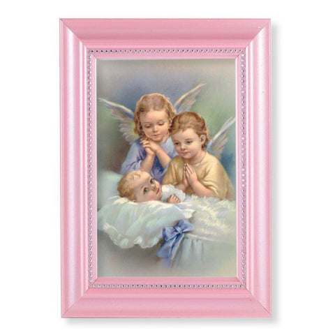 Guardian Angel Print in a Pink Frame