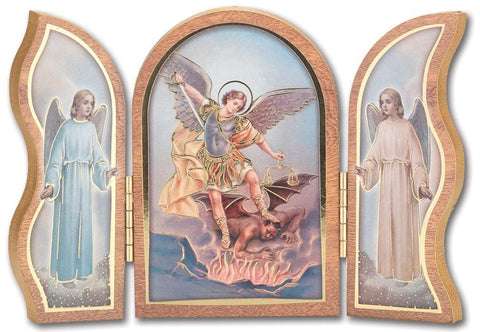 GOLD EMBOSSED ST MICHAEL TRIPTYCH