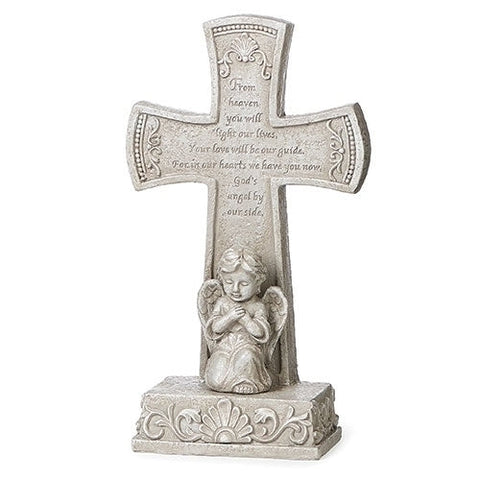 12444---10.75"H Table Cross Cherub Memorial