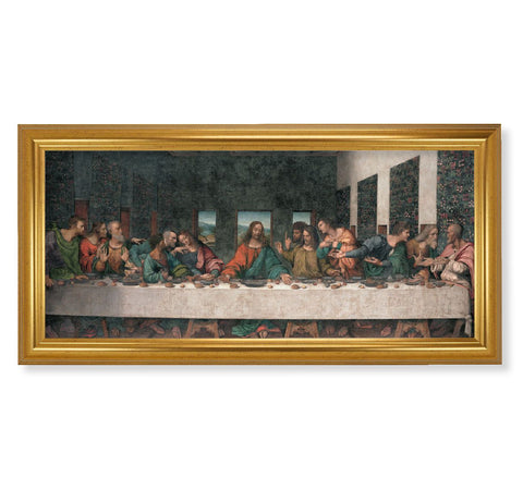 Antique Gold Leaf Finished Grooved Frame w/DaVinci Last Supper