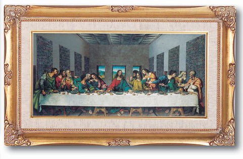 142-373  14" x 24" Wood Frame with Da Vinci's Last Supper Print