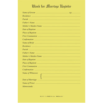 311 - Marriage Register Blanks