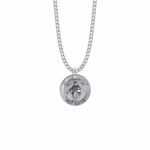 Sterling Silver  Round St. Jude Medal, Patron Saint of Hopeless Causes and Desperation