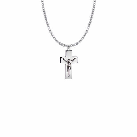 15/16 Inch Sterling Silver Plain Crucifix Necklace