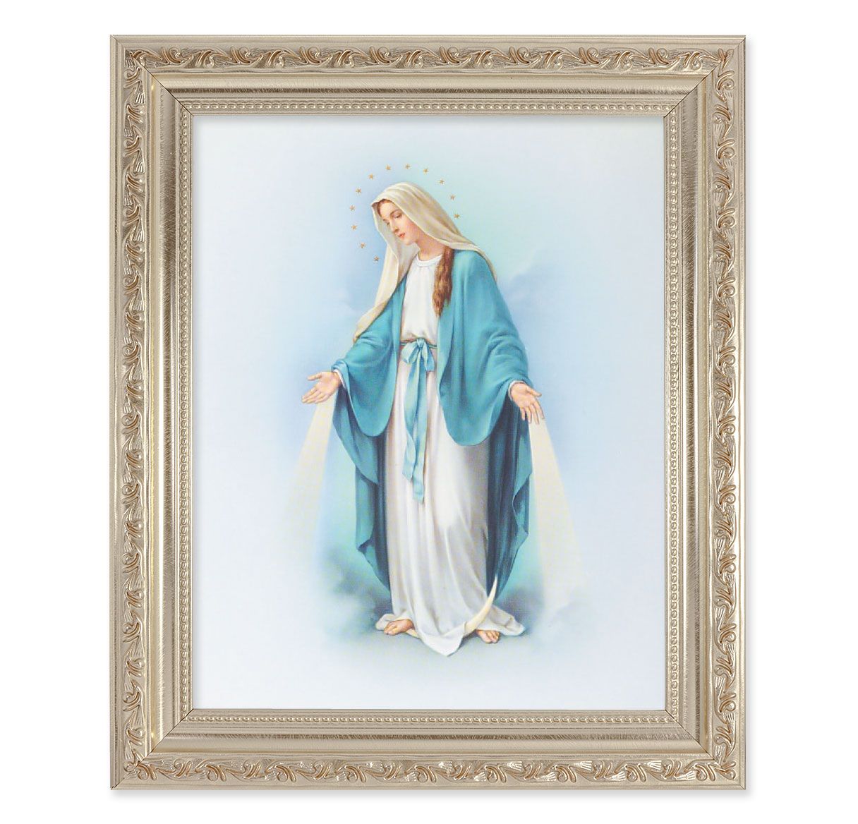 164-202----10" x 12" Ornate Silver Frame with an 8" x 10" Our Lady of ...