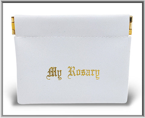 WHITE VINYL LEATHERETTE ROSARY POUCH