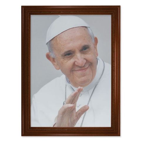 Beveled Walnut Finished Frame With Pope Francis