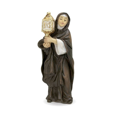4"  Resin Hand Painted Statue of Saint Clare