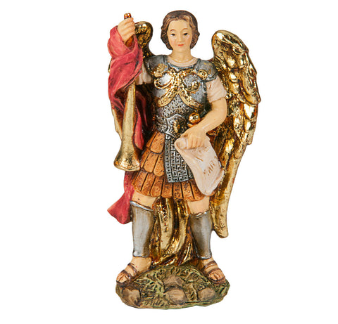 SAINT GABRIEL COLD CAST RESIN 4" HAND PAINTED STATUE BOXED