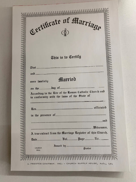 19-P CERTIFICATE OF MARRIAGE   PAD OF 100