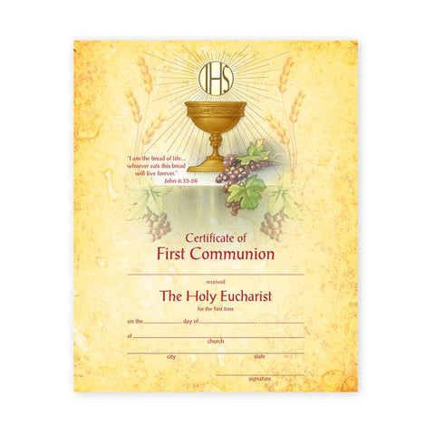20090  8" x 10" First Communion Certificates