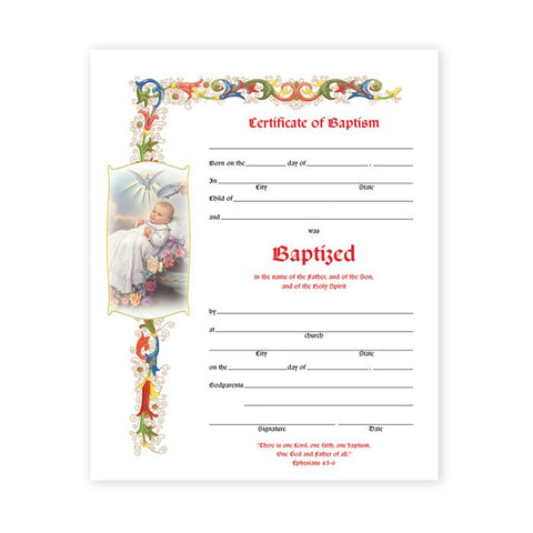 20092  8" x 10" Baptism Certificates