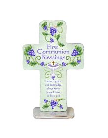 4 inch First Communion Artmetal Cross on Stand