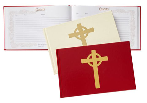 Red or Cream Memorial Guest Book