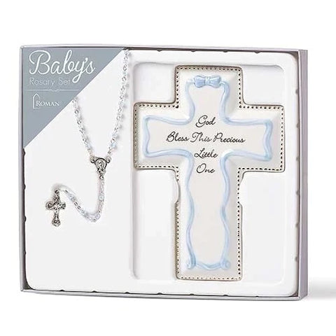 20408    6.25"H BLUE CROSS AND ROSARY SET